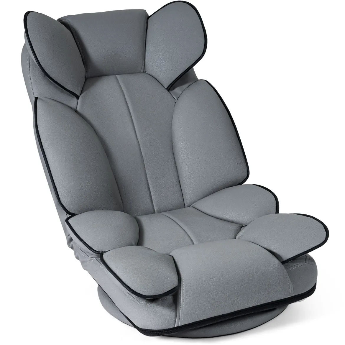 Bodensessel Klappbar mit 6-fach Verstellbarer Rückenlehne 55 x 55-117 x 20-76 cm Grau