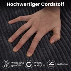 Bodensofa aus Cordstoff mit Hocker Modulares Schlafsofa mit 3 Kissen bis zu 150 kg Belastbar Grau