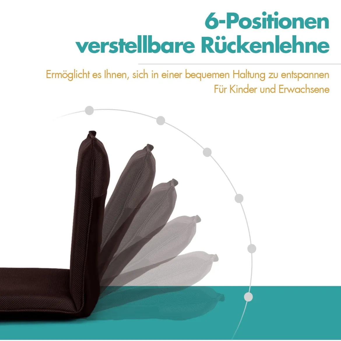 Bodensofa Bodensessel mit 6- stufig Verstellbarer Rückenlehne Meditationsstuhl Kaffee