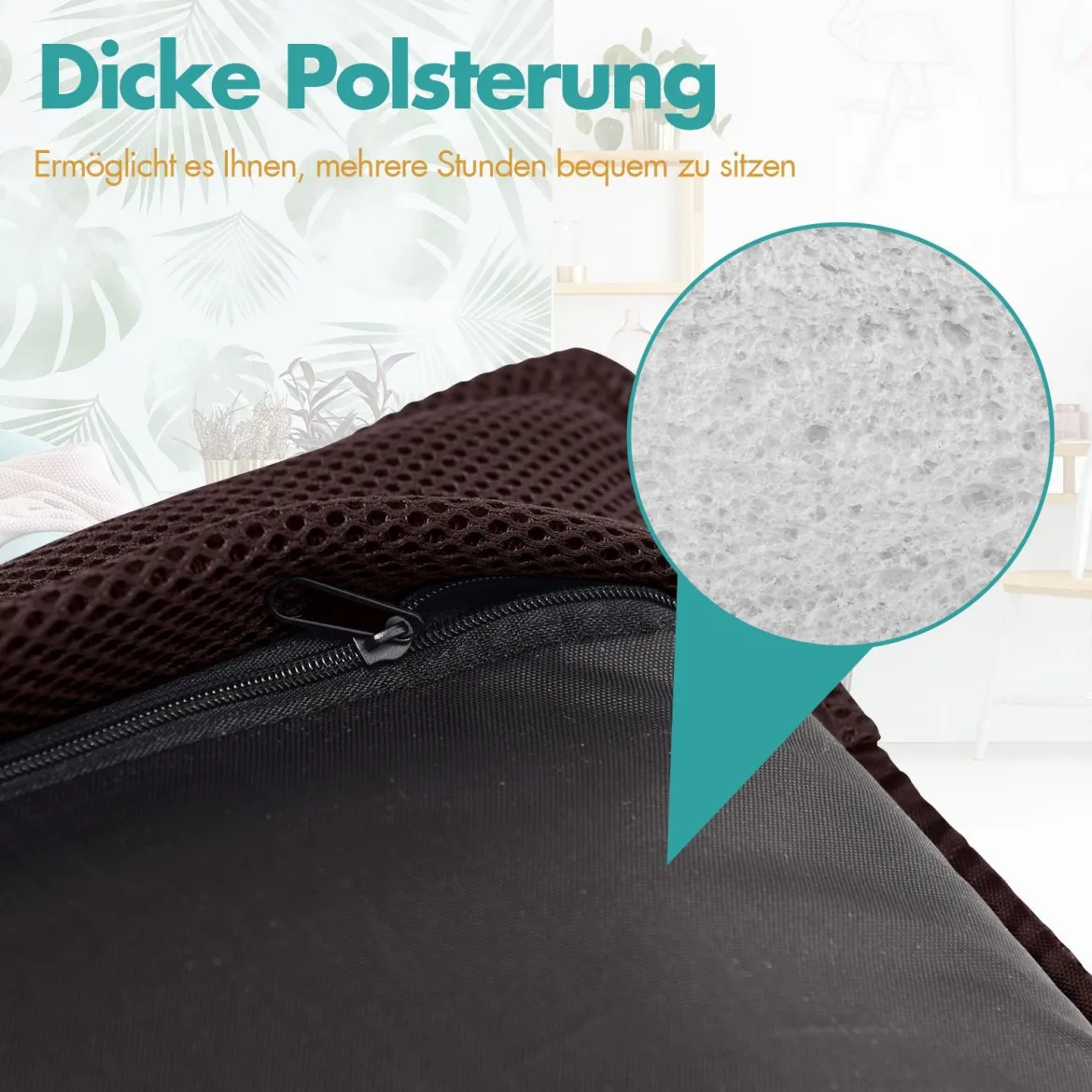 Bodensofa Bodensessel mit 6- stufig Verstellbarer Rückenlehne Meditationsstuhl Kaffee