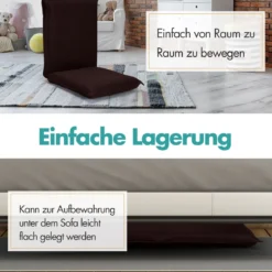 Bodensofa Bodensessel mit 6- stufig Verstellbarer Rückenlehne Meditationsstuhl Kaffee