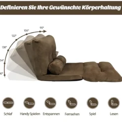 Bodensofa Bodenstuhl 6-stufig einstellbares Bodensessel 180 x 98 x 18 cm Kaffee