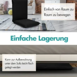 Bodensofa gepolsterter Bodenstuhl verstellbarer Gaming-Stuhl Lazy Sofa Fensterstuhl Schwarz