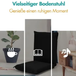 Bodensofa gepolsterter Bodenstuhl verstellbarer Gaming-Stuhl Lazy Sofa Fensterstuhl Schwarz