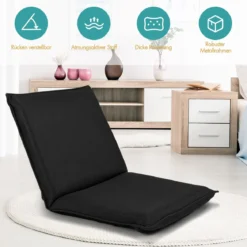Bodensofa gepolsterter Bodenstuhl verstellbarer Gaming-Stuhl Lazy Sofa Fensterstuhl Schwarz