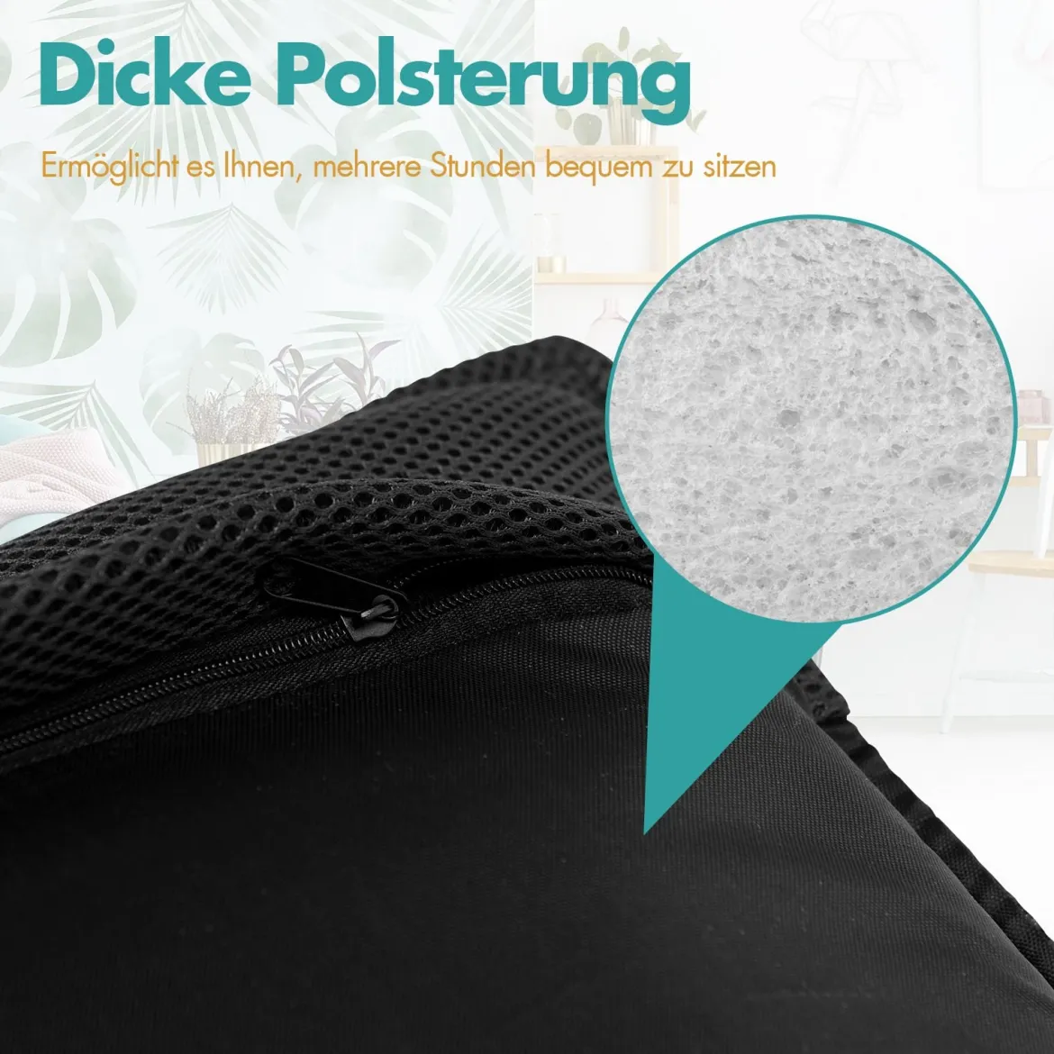 Bodensofa gepolsterter Bodenstuhl verstellbarer Gaming-Stuhl Lazy Sofa Fensterstuhl Schwarz