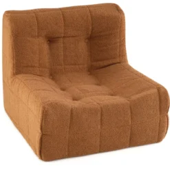 Bodensofa Sitzsack mit Einteiligem Schaumstoff & Teddyplüsch Bezug mit Zierknöpfen Braun/Weiß