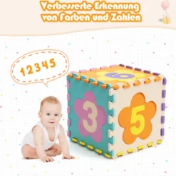 Bodenspielmatte mit abnehmbaren Blumenform- und Zahlenmustern Puzzlematte 50 Stück Bunt