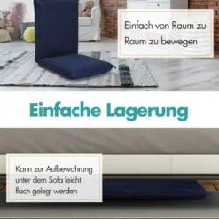 Bodenstuhl Bodensessel Bodensofa verstellbarer Gaming-Stuhl bequeme Rückenlehne Marineblau