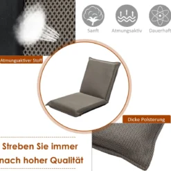 Bodenstuhl Bodensessel mit 6- stufig Verstellbarer Rückenlehne Game Sessel gepolstert Grau