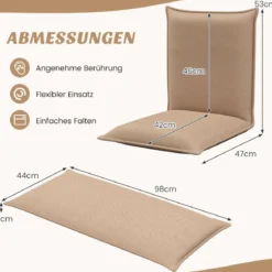 Bodenstuhl Bodensessel mit 6- stufig Verstellbarer Rückenlehne Game Sessel gepolstert Beige