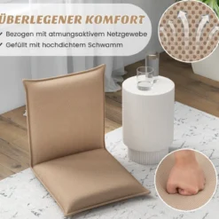 Bodenstuhl Bodensessel mit 6- stufig Verstellbarer Rückenlehne Game Sessel gepolstert Beige