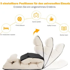 Bodenstuhl 5-fach einstellbarer Wildleder-Polsterstuhl 175 x 55 x 20 cm Beige