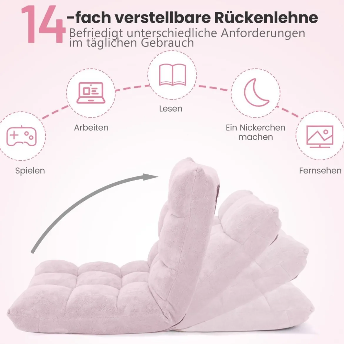 Bodenstuhl Faltbares Lazy Sofa Faul Tatami Bodenkissen Schwarz Grau Kaffeebraun Rosa Blau Lila