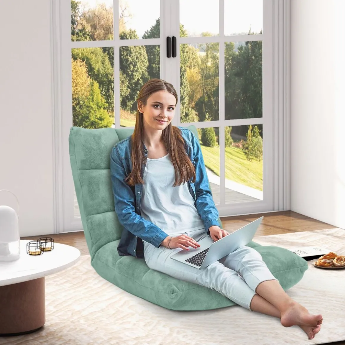 Bodenstuhl Faltbares Lazy Sofa Faul Tatami Bodenkissen Schwarz Grau Kaffeebraun Rosa Blau Lila