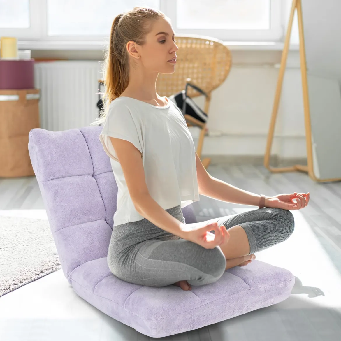 Bodenstuhl Faltbares Lazy Sofa Faul Tatami Bodenkissen Schwarz Grau Kaffeebraun Rosa Blau Lila