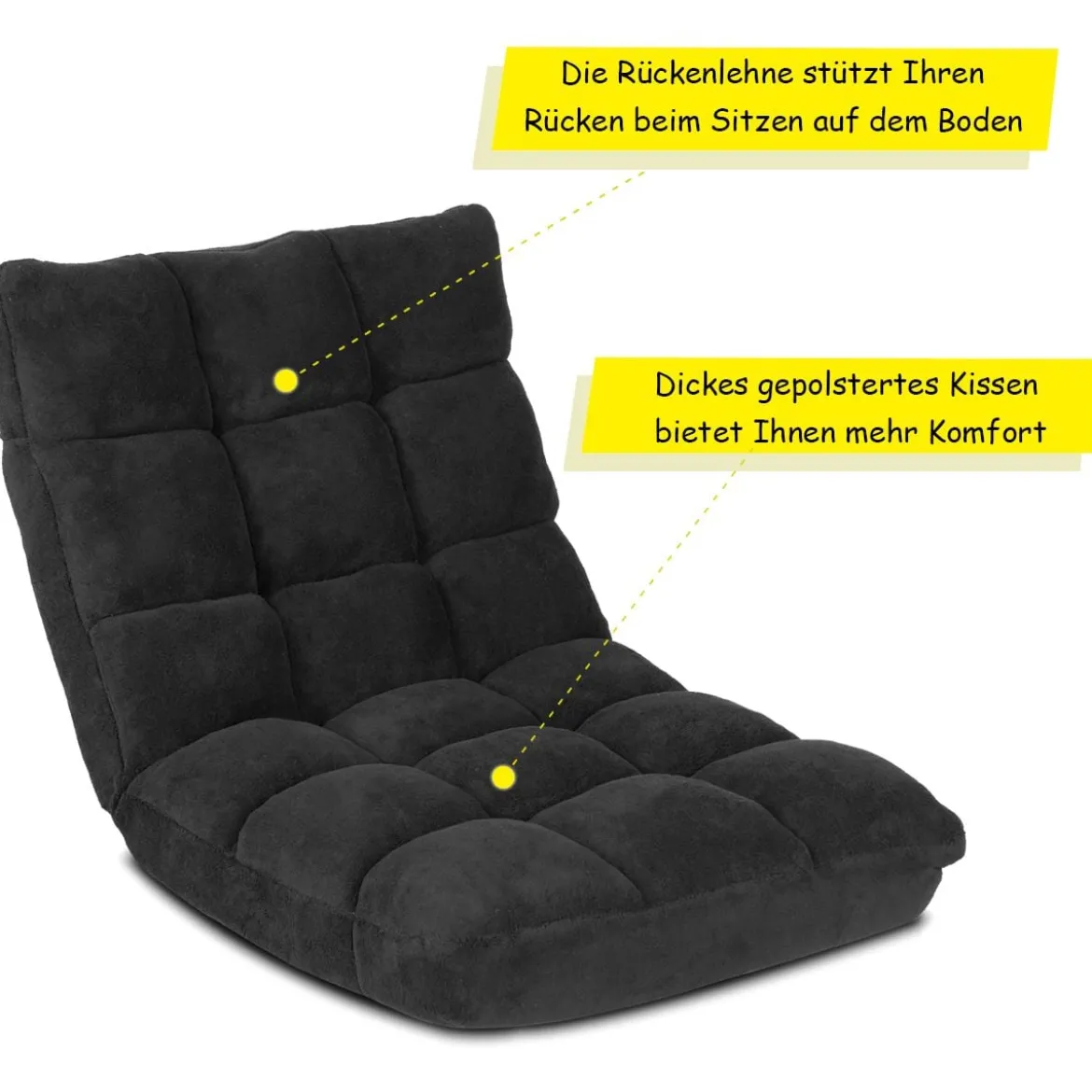 Bodenstuhl Faltbares Lazy Sofa Faul Tatami Bodenkissen Schwarz Grau Kaffeebraun Rosa Blau Lila