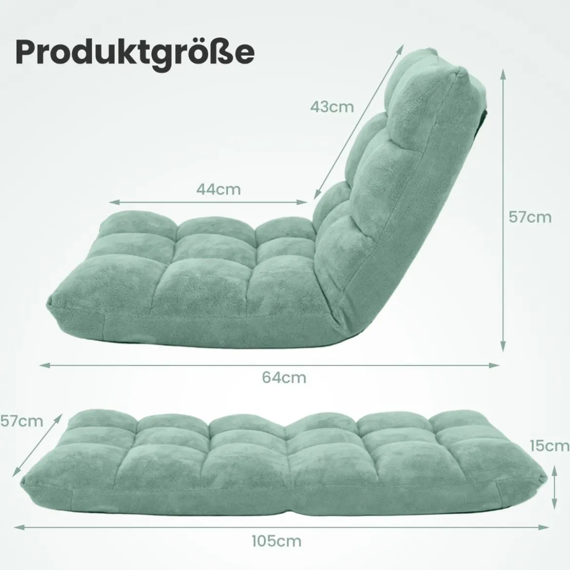 Bodenstuhl Faltbares Lazy Sofa Faul Tatami Bodenkissen Schwarz Grau Kaffeebraun Rosa Blau Lila