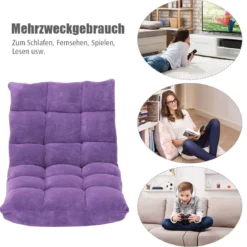 Bodenstuhl Faltbares Lazy Sofa Faul Tatami Bodenkissen Schwarz Grau Kaffeebraun Rosa Blau Lila