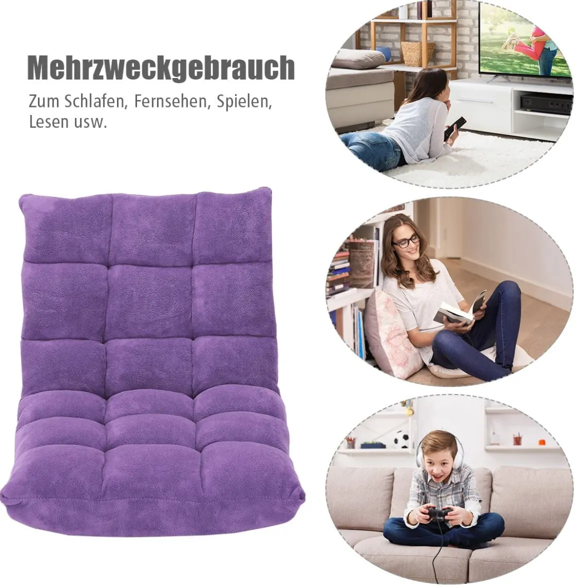 Bodenstuhl Faltbares Lazy Sofa Faul Tatami Bodenkissen Schwarz Grau Kaffeebraun Rosa Blau Lila
