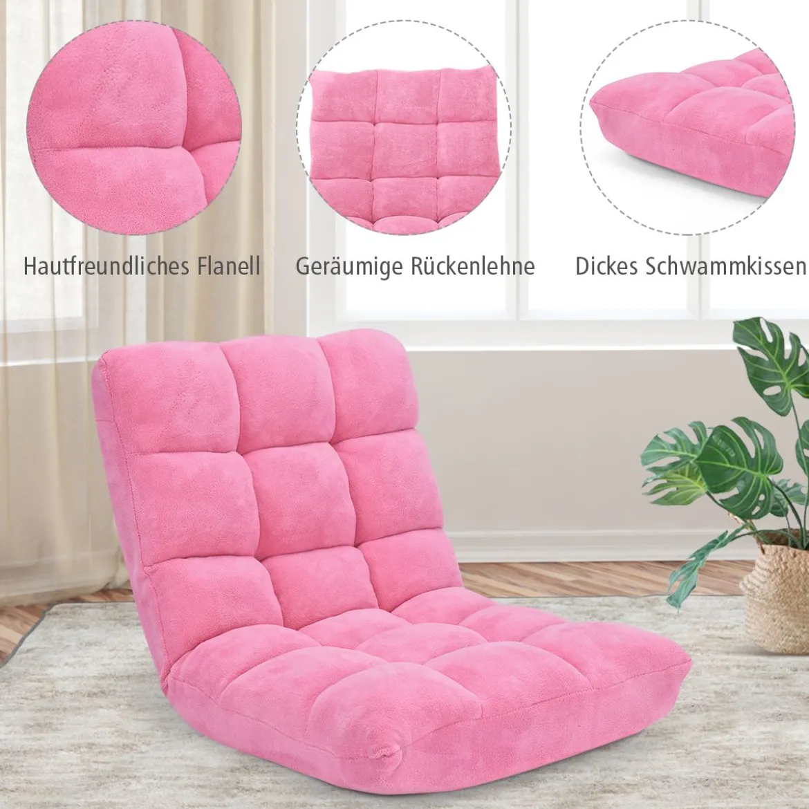 Bodenstuhl Faltbares Lazy Sofa Faul Tatami Bodenkissen Schwarz Grau Kaffeebraun Rosa Blau Lila