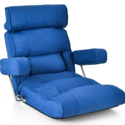 Bodenstuhl klappbares Bondensofa mit verstellbarer Rückenlehne Blau/Grau 80 x 72 x 75 cm