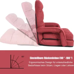 Bodenstuhl mit Schlaffunktion & Verstellbarer Rückenlehne Gepolstertes Bodensofa Klappsofa