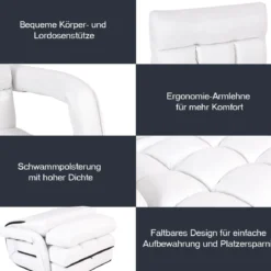 Bodenstuhl mit Schlaffunktion & Verstellbarer Rückenlehne Gepolstertes Bodensofa Klappsofa