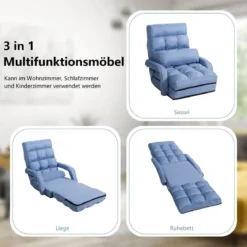 Bodenstuhl mit Schlaffunktion & Verstellbarer Rückenlehne Gepolstertes Bodensofa Klappsofa