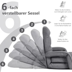 Bodenstuhl mit Schlaffunktion & Verstellbarer Rückenlehne Gepolstertes Bodensofa Klappsofa