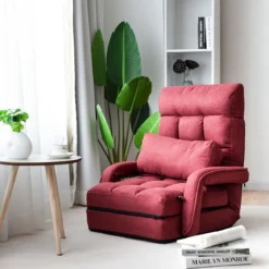 Bodenstuhl mit Schlaffunktion & Verstellbarer Rückenlehne Gepolstertes Bodensofa Klappsofa
