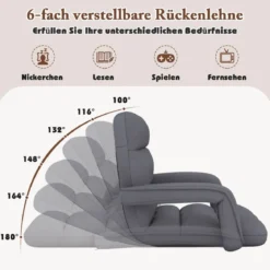 Bodenstuhl mit Verstellbarer Rückenlehne & Gepolstertem Sitz Bondensofa Relaxsessel