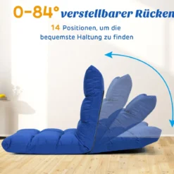 Bodenstuhl mit verstellbarer Lehne Bodensessel aus Schaumstoff Bodensitz 106,5 x 55,5 x 10 cm Blau
