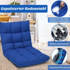 Bodenstuhl mit verstellbarer Lehne Bodensessel aus Schaumstoff Bodensitz 106,5 x 55,5 x 10 cm Blau