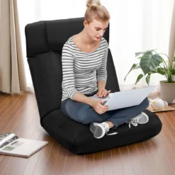 Bodenstuhl Tatami Schlafsessel Bodensessel Relaxsessel Sofastuhl Liegenfunktion Schwarz