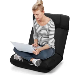 Bodenstuhl Tatami Schlafsessel Bodensessel Relaxsessel Sofastuhl Liegenfunktion Schwarz