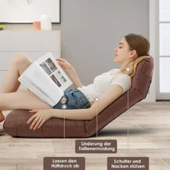 Bodenstuhl Tatami Schlafsessel Bodensessel Relaxsessel Sofastuhl Liegenfunktion Braun