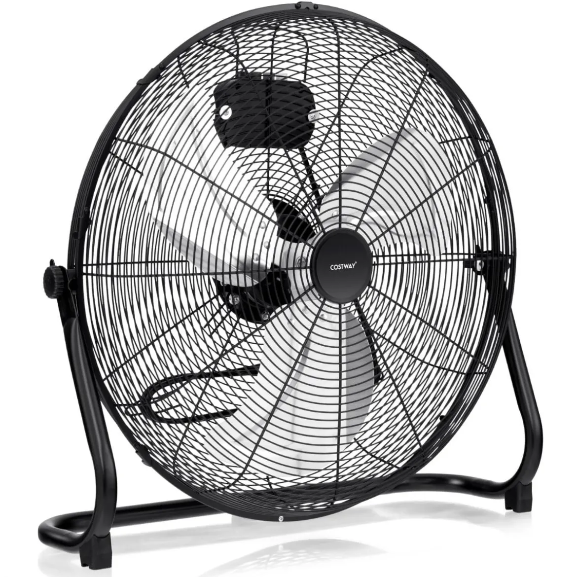 Bodenventilator φ51cm Windmaschine 160W mit 3 Geschwindigkeitsstufen Boden Ventilator im Chrom Design 145° einstellbarer Neigungswinkel