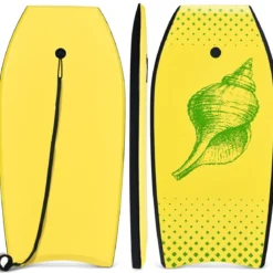 Bodyboard leichtgewichtig Schwimmbrett mit EPS-Kern & XPE Oberfläche für Kinder & Erwachsene 106cm Gelb