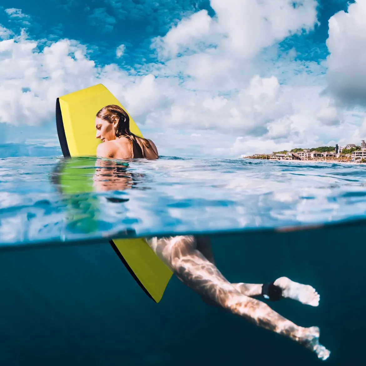 Bodyboard leichtgewichtig Schwimmbrett mit EPS-Kern & XPE Oberfläche für Kinder & Erwachsene 106cm Gelb