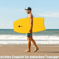 Bodyboard leichtgewichtig Schwimmbrett mit EPS-Kern & XPE Oberfläche für Kinder & Erwachsene 106cm Gelb