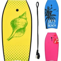 Bodyboard leichtgewichtig Schwimmbrett mit EPS-Kern & XPE Oberfläche für Kinder & Erwachsene 106cm Gelb
