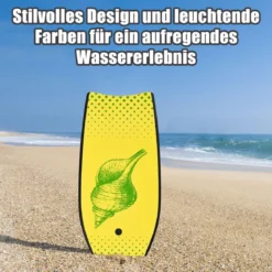 Bodyboard leichtgewichtig Schwimmbrett mit EPS-Kern & XPE Oberfläche für Kinder & Erwachsene 106cm Gelb