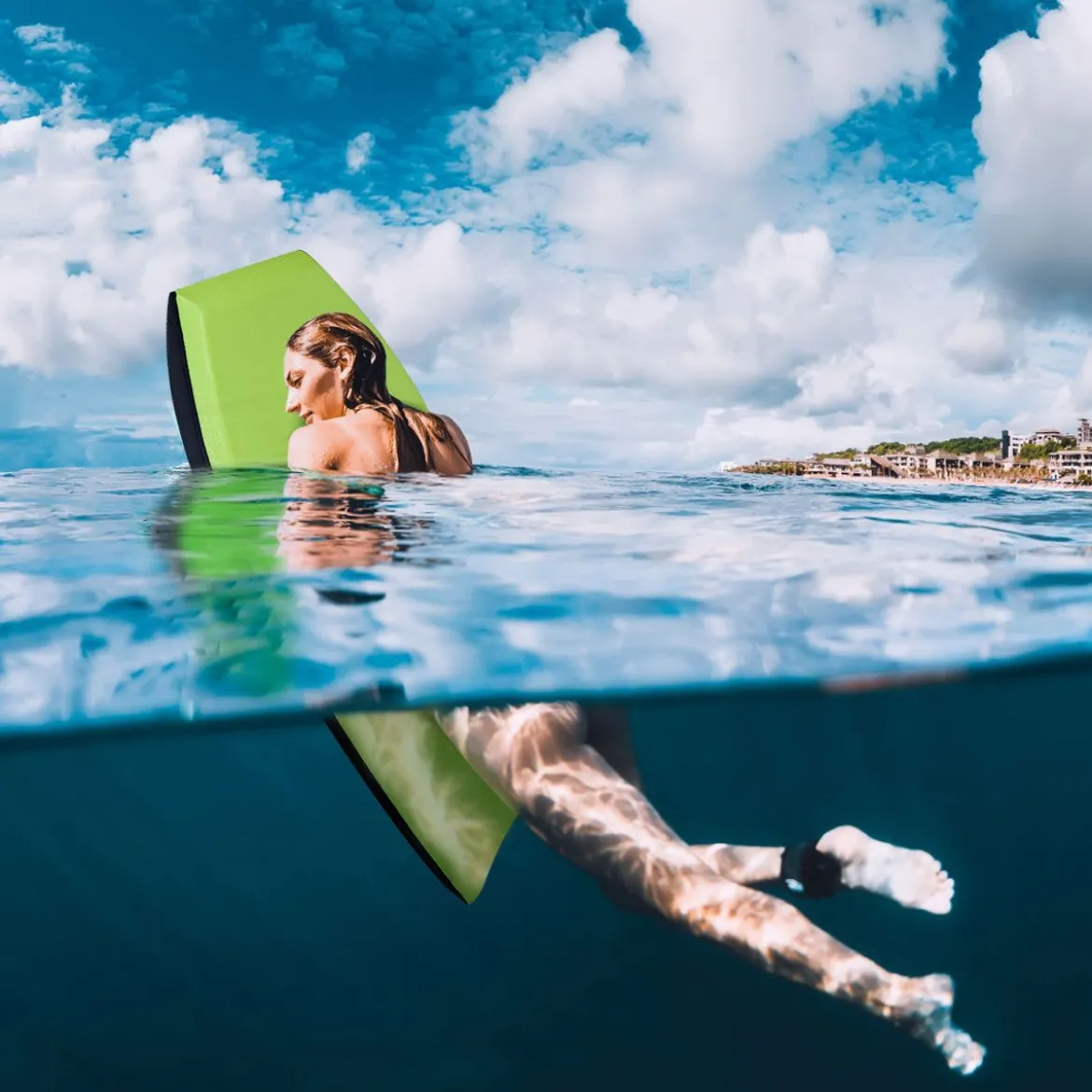 Bodyboard leichtgewichtig Schwimmbrett mit EPS-Kern & XPE Oberfläche für den Strand für Kinder & Erwachsene 106cm Grün