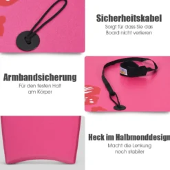 Bodyboard leichtgewichtig Schwimmbrett mit EPS-Kern & XPE Oberfläche für den Strand für Kinder & Erwachsene 94cm/106cm Rosa
