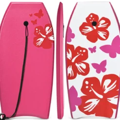 Bodyboard leichtgewichtig Schwimmbrett mit EPS-Kern & XPE Oberfläche für den Strand für Kinder & Erwachsene 94cm/106cm Rosa