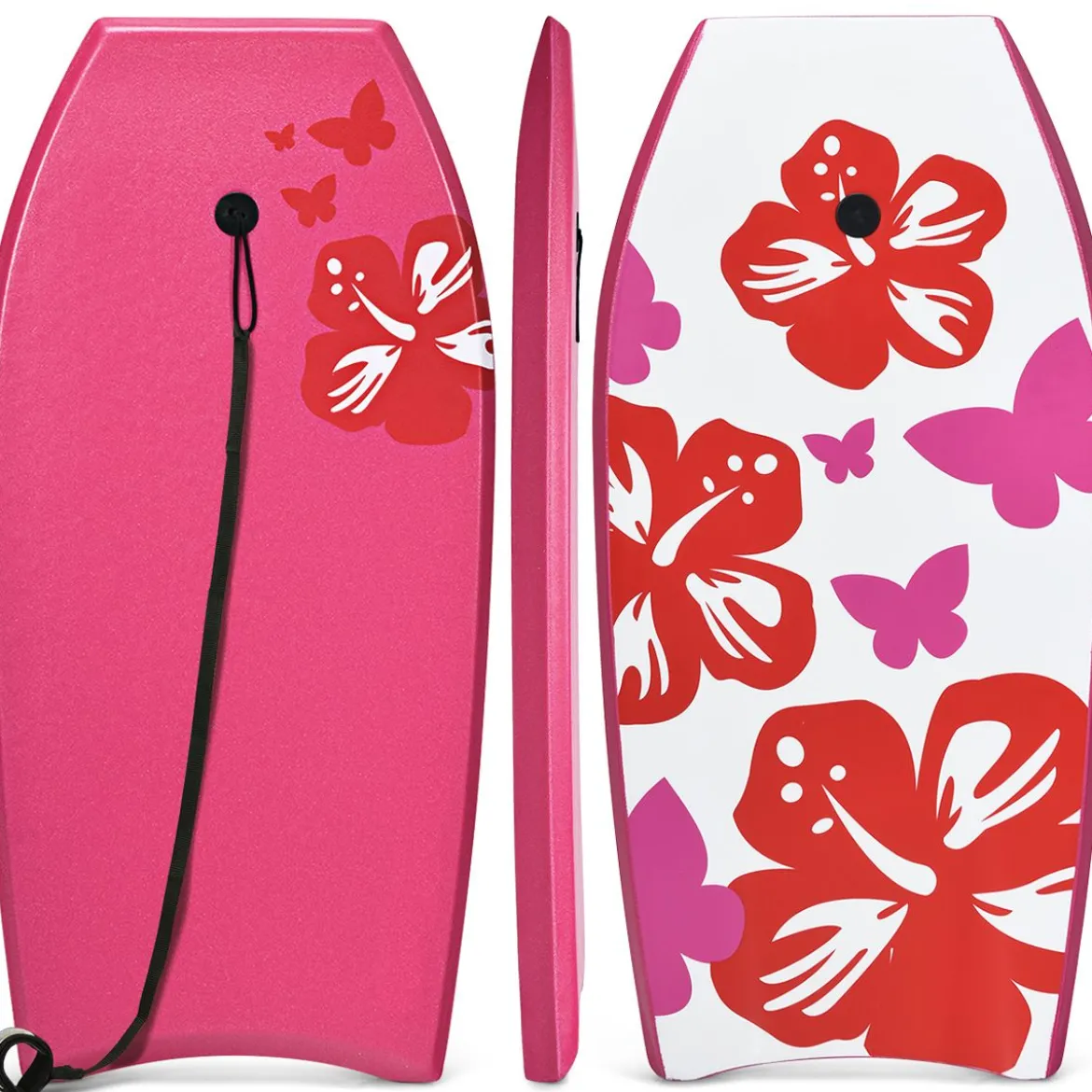 Bodyboard leichtgewichtig Schwimmbrett mit EPS-Kern & XPE Oberfläche für den Strand für Kinder & Erwachsene 94cm/106cm Rosa