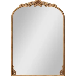 Bogen Wandspiegel Goldener traditioneller Vintage-Barockspiegel mit Metallrahmen antiker Bogenspiegel 95 cm x 66 cm