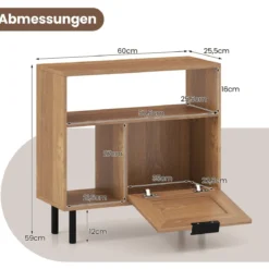 Boho Rattan Nachttisch Akzent-Beistelltisch mit Ablagefach Schrank & Metallbeinen Rustikaler Nachttisch Natur