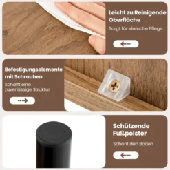 Boho Rattan Nachttisch Akzent-Beistelltisch mit Ablagefach Schrank & Metallbeinen Rustikaler Nachttisch Natur